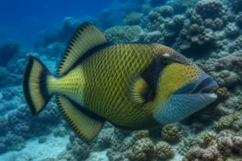 Balistoides viridescens (Balist con testa gialla.)