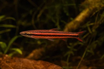 Nannostomus mortenthaleri (Pesce matita rosso corallo)