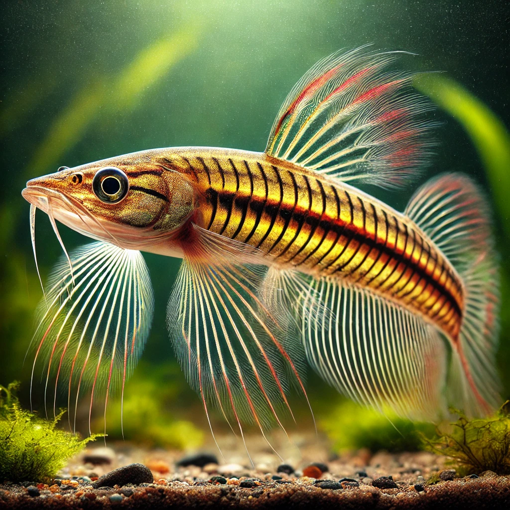 Nannostomus eques Bocca tubolare -to -moto